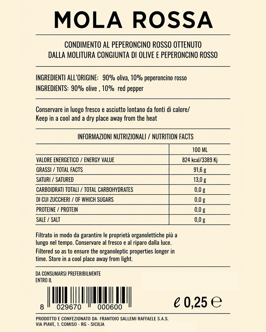 Condimento "Mola Rossa" – Frantoio Sallemi