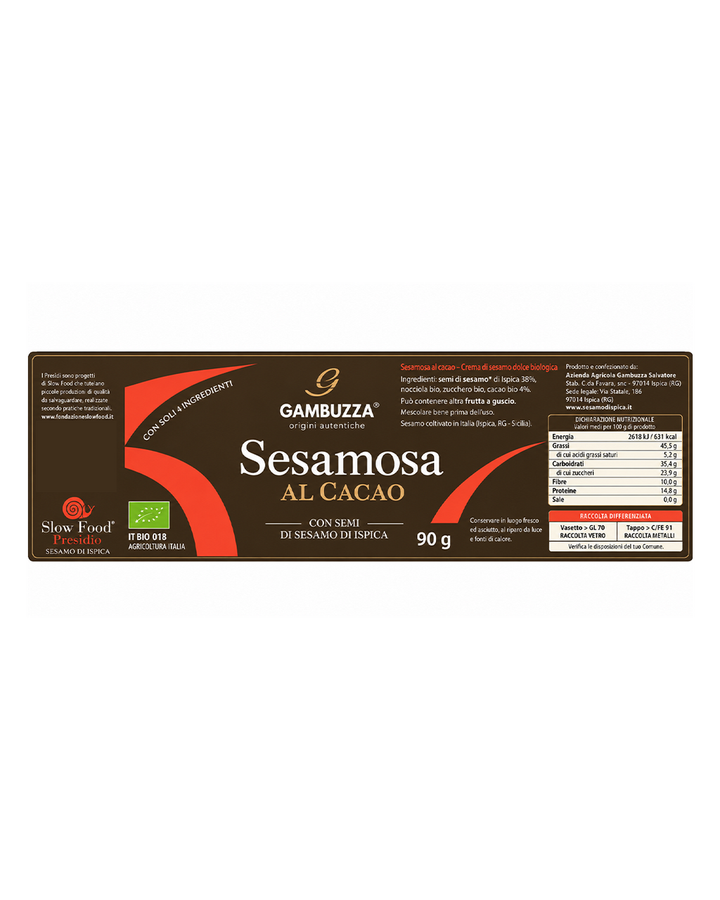 Crema spalmabile Sesamosa al cacao - Gambuzza Presidio Slow Food