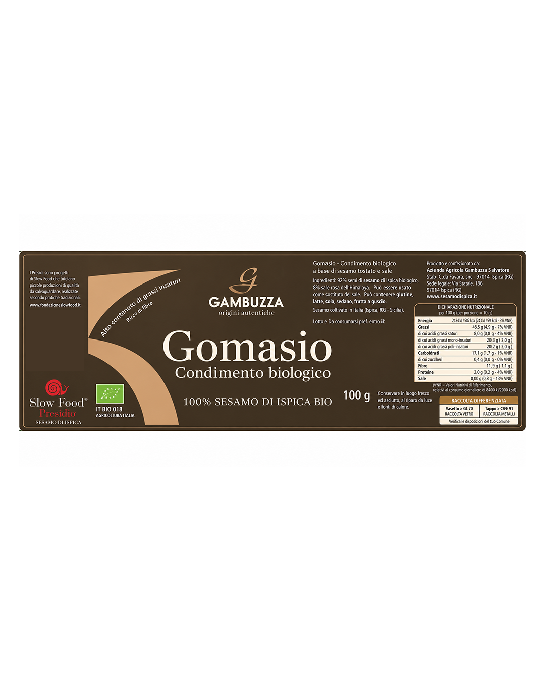 Condimento Gomasio - Gambuzza Presidio Slow Food
